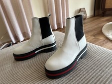 TOMMY HILFIGER NEU* Chelsea Boots Leder weiß  schwarz rot Gr 36 kleine  37