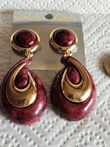 Ohrclips rotbraun goldfarben