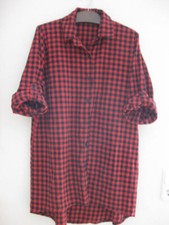Hemdbluse - Größe 40/42 - Rot-Schwarz kariert - Flanell