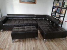 Eckledercouch Braun