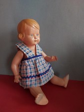 Puppe Schildkröt Inge, 29cm, ausgeleierte Gliedergummis, Füße beschädigt, Cellul