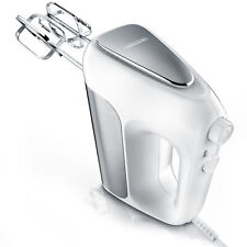 Arendo EL Handmixer 500W 2Drahtquirle und 2 Knethaken Edelstahloptik Weiß