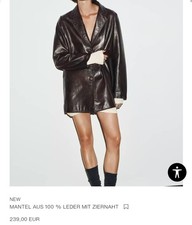 ZARA STUDIO Kleid LEDERJACKE MANTEL AUS100%SCHAFSLEDER GRL & GRXL NP239€ LUXUS 