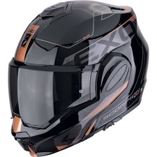 Motorrad Helm M - Scorpion EXO-Tech Evo Traveller Klapphelm - schwarz-kupfer