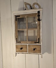 Clayre & Eef Nostalgische Schrank Wandregal  3 Haken weiß Aufbewahrungsschrank