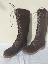 Timberland Damen Lederstiefel Braun Waterproof Schnürung Neu 41