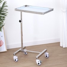 Instrumententisch 4 Räder 60*40cm höhenverstellbar Edelstahl 360° Tablett