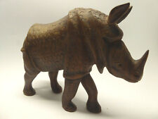 Alte Holzfigur Skulptur Rhino Nashorn Rhinozeros Statue Vintage-Dekor RAR!