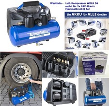 Westfalia  Akkukompressor WDLK 36 f. 2x18 V Li-Ion bgl. zu YATO YT-23241 neu&ovp