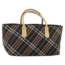 Burberry Nova Check Handtasche Tasche Blue Label Hand Bag Nylon Schwarz braun