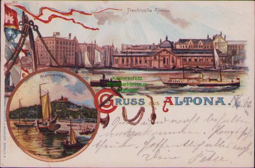 191190 hamburg fischhalle - ak,