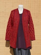 wunderschöne Strickjacke Cardigan ethno Muster rot orange weicher Feinstrick