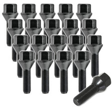 20 Radschrauben M12x1,5 45mm Kegel Schwarz SW17 Radbolzen Alufelgen Stahlfelgen