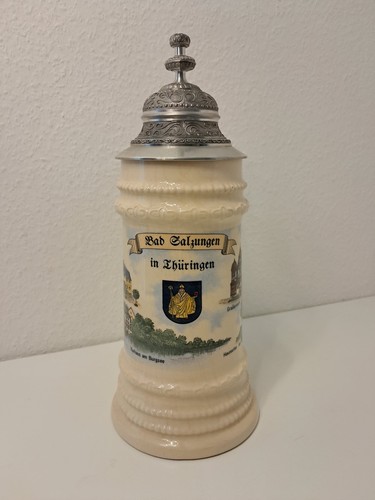 Bierkrug mit zinndeckel bad - bierkrug,