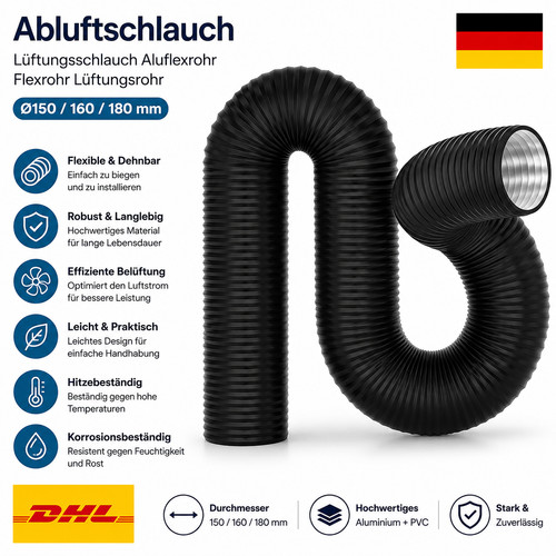 ø150 160 180mm abluftschlauch - Ø150/160/180mm,