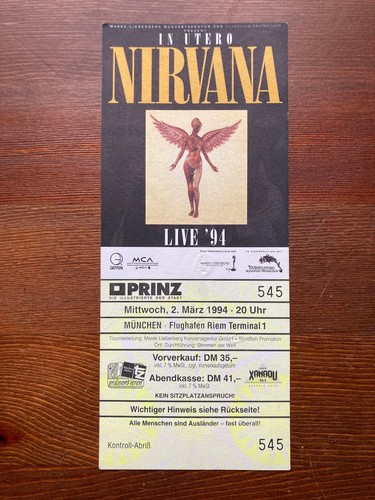 Nirvana konzertticket - nirvana,