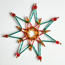 Perlenstern gold grün rot