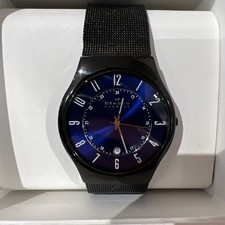 Skagen Denmark Herren Uhr Quarz Titanium Milanaiseband Ref: T233XLTMN schwarz