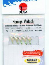 DEGA Heringsvorfach MINI echte Fischhaut 5Haken #12 Fluo Paternoster