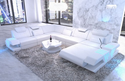 Leder couch wohnlandschaft - couch,