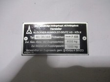 KHD Deutz Traktor Zugmaschine AHK Typenschild Anhängerkupplung Oldtimer LKW S100