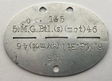 Erkennungsmarke Wehrmacht 5. MG Batl. (s) (mot) 46 Münster  Alu 2.WK orig.