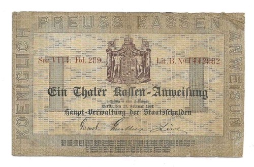 Thaler preussen 1861 - thaler, kassen