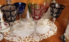 6x bunte Bohemia Kristall Hock