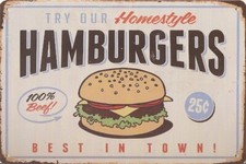 Hamburgers blechschild 30x20 - blechschild, 30x20-