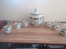 Keramik Burgen Bowle mit 6