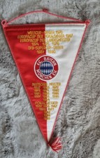 FC BAYERN MÜNCHEN E.V. Wimpel Seide gestickt von 1994, Erfolge gelb, ca. 23 x 35