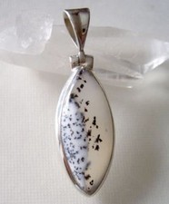 Anhänger mit Dendriten Opal, 925er Silber - Dendritenopal - Weiß