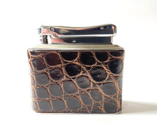 3) Tischfeuerzeug aus Sammlung IBELO MONOPOL Benzinfeuerzeug mit Lederbezug