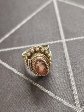 Giftring Siegelring Gemme Camee Kamee Silber Punze Echtschmuck Antik Jugendstil