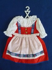 Puppenkleidung alt unbespielt Dirndl mit Schürze Celluloid Masse Porzellanpuppe