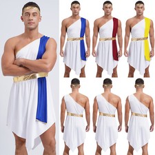 DE Herren Gladiator Ärmelloses Kleid Motto Party Outfits König Karneval Kostüm