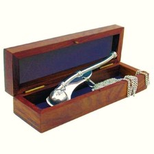 Bootsmannspfeife / Seemannspfeife Messing ca. 12,5cm Holzbox ca. 15 x 4 x 5 cm