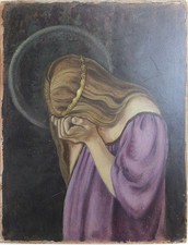 Ölgemälde Erich Rein (1899-1960) zugeschr. weinendes Mädchen mit Heiligenschein