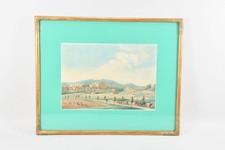 C25R08- Josef Eberl (1792-1880) Aquarell Landschaft mit Ortsansicht signiert 