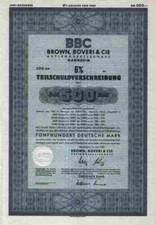 BBC Brown Boveri Mannheim ABB 1962 Zürich Västeras ASEA RARE Blankette 500 DM TS