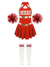 DE ranrann Mädchen Cheer Leader Kostüm Cheerleading Kleid mit Pompoms Socken Set