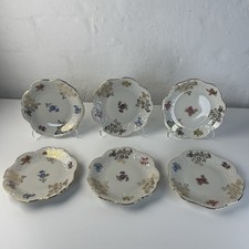 6x Bavaria Konfekt-Teller aus Porzellan Blumen Gold Ø 11cm