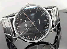 UNISEX  LUXUS UHR CERAMIC IN  SCHWARZ/SILBER  FARBEN# SCHMUCKJAGD