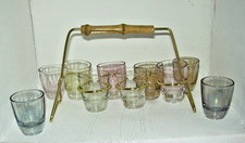 * Bunte SCHNAPSGLÄSER in Metall Ständer * 50er/60er Jahre * Vintage/Retro *