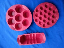 Tupperware 3 Backformen Silikon, kleine Kasten-Welle, Muffin Reigen - neuwertig