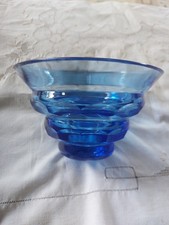 Schale Kristallglas  Blau Art Deco