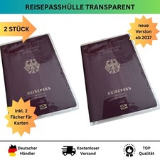 2x Reisepass Hülle klar Schutzhülle transparent 13x19 Schutzhülle Passport Cover