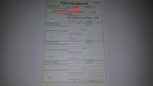 Fahrzeugbrief kfz brief - fahrzeugbrief, 1970