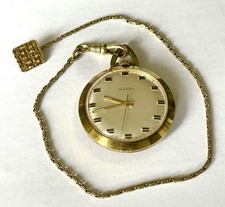 ADORA TASCHENUHR FRACKUHR POCKET WATCH GOLD Kette fob chain Uhr läuft Handaufzug