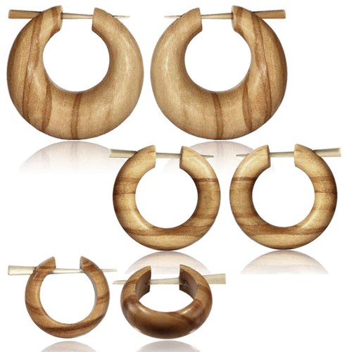 Paar holzohrringe holz - 1,